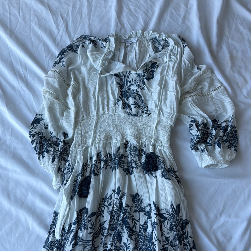 Blue and white vacation dress- 00 but stretchy material would be good for a s/m